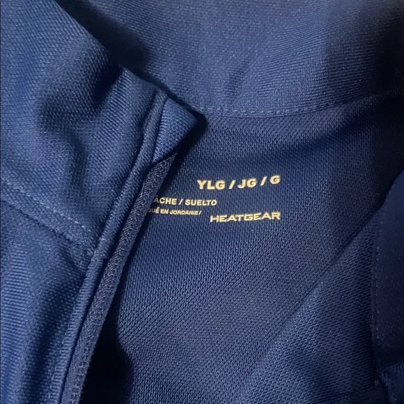 2 Youth L Under Armour Blue and Gray Quarter-Zip Pullovers - Picture 2 of 4